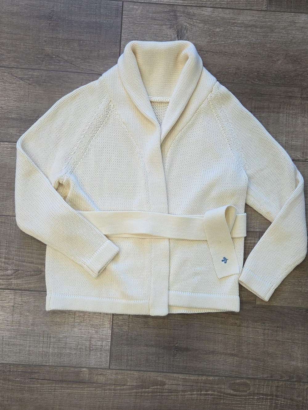 (NWOT) Marea Cream Shawl Collar Belted Knit Sweater - XS